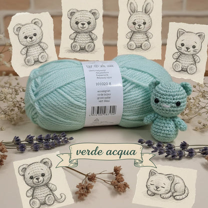 verde acqua pastello misto lana acrilico sintetico gomitoli per Ferri lavori a maglia e uncinetto vetrina eco-friendly uso sferruzzare maglione amigurumi pasquali decorazioni natalizie mandala