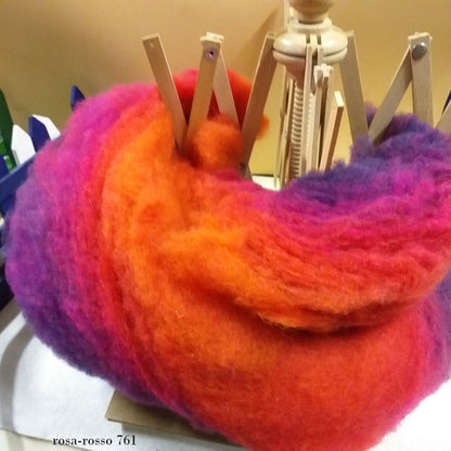 arancio rosa rosso 761 colori lana merino cardata decorativa tecnica infeltrimento con aghi e lavoretti bambole pupazzi