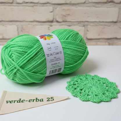 Stafil colors verde-erba 25 colori lana acrilica economica sintetica offerta filati gomitoli poliestere per uncinetto e lavori ai ferri a maglia uso sferruzzare amigurumi sciarpe maglioni copertine bambini decorazioni foglie di fiori e centrini