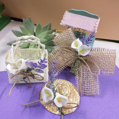 shop portaconfetti tema lavanda calle bianche juta corda segnaposto bomboniere matrimonio comunione cresima idee vetrina shop online