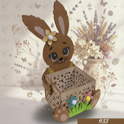 forma bunny coniglietto idea regalo cestino feltro legno porta uovo feltro fai da te pasquale per confezione ovetti fiori dolci pasticceria vetrinistica packaging idee gadget souvenir gioielleria erboristeria