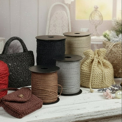 nero argento marrone beige oro esempio borsetta con catenella tripolino thai cordino lurex brillantinato lamè glitter per bijoux borse uncinetto progetti amigurumi crochet cordoncino Natale bags luccicanti dorate clutch pochette sera cerimonia