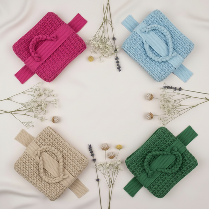 idea sferruzzare pochette plissè lycra-soft pizza fettuccia borse uncinetto morbida sottile uso crochet bags clutch  abbigliamento moda bustine 