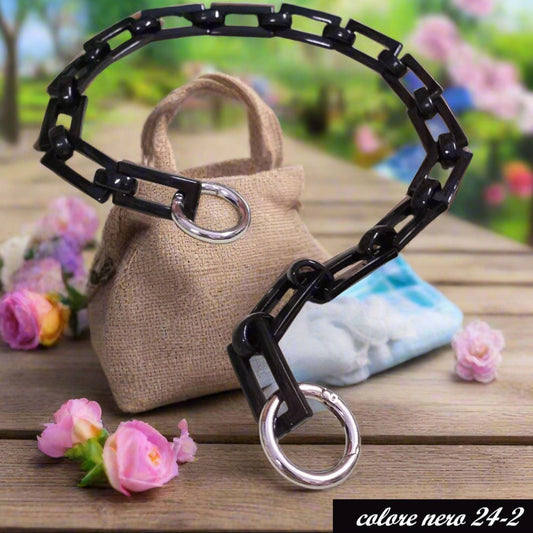 colore nero 62-63 cm manico particolare di resina acrilica plastica catena decorativa per borsa a spalla uncinetto fatta a mano di fettuccia corda moschettoni anelli ganci finali