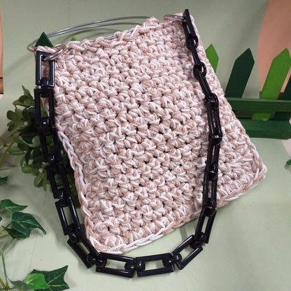 idea fai da te borsetta con colore nero manico particolare di resina acrilica plastica catena decorativa per borsa a spalla uncinetto fatta a mano corda moschettoni anelli ganci finali
