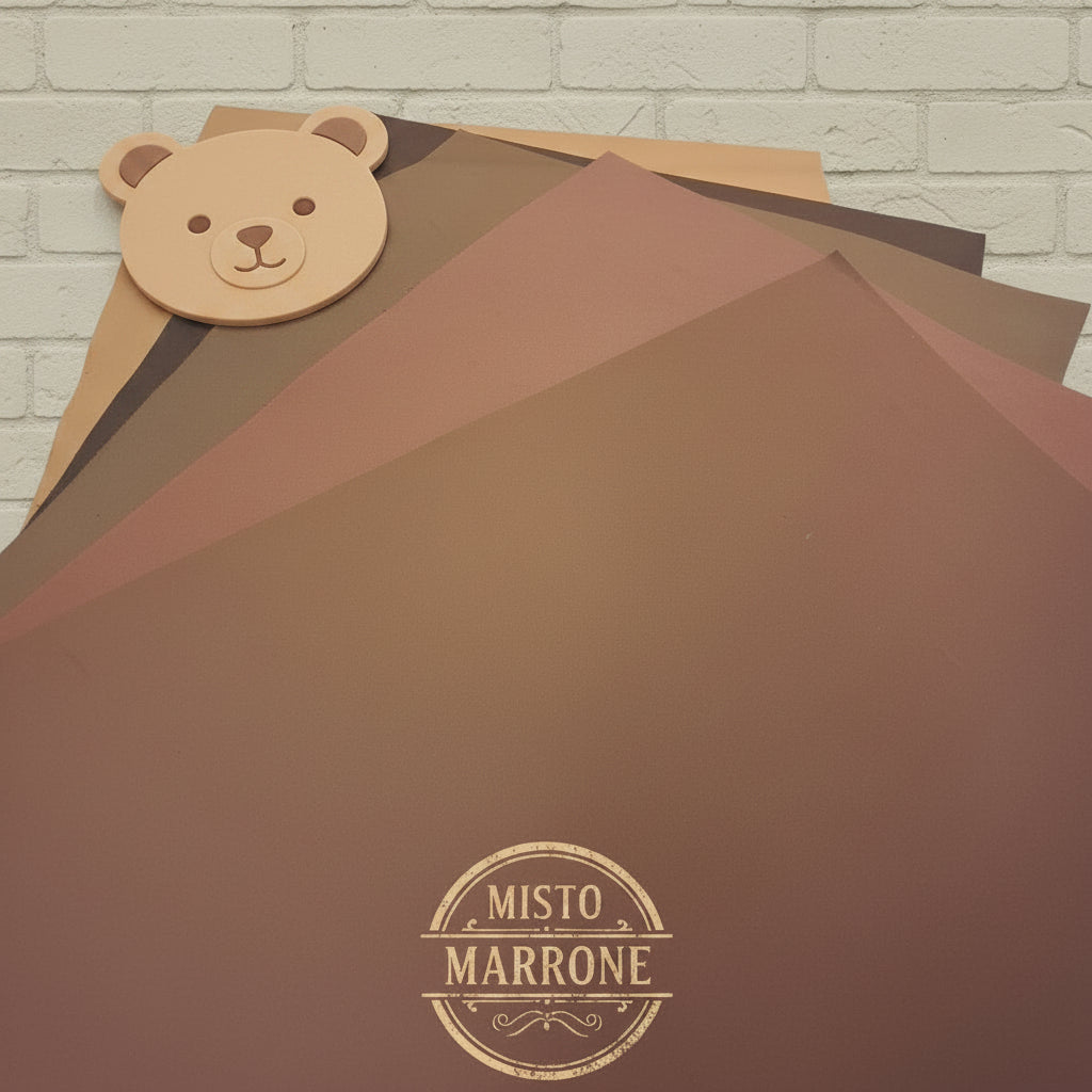 misto marrone chiaro scuro cioccolato pastello gomma eva crepla per creare fiori di fommy seta sottile 0.7 mm uso lavoretti creativi orso