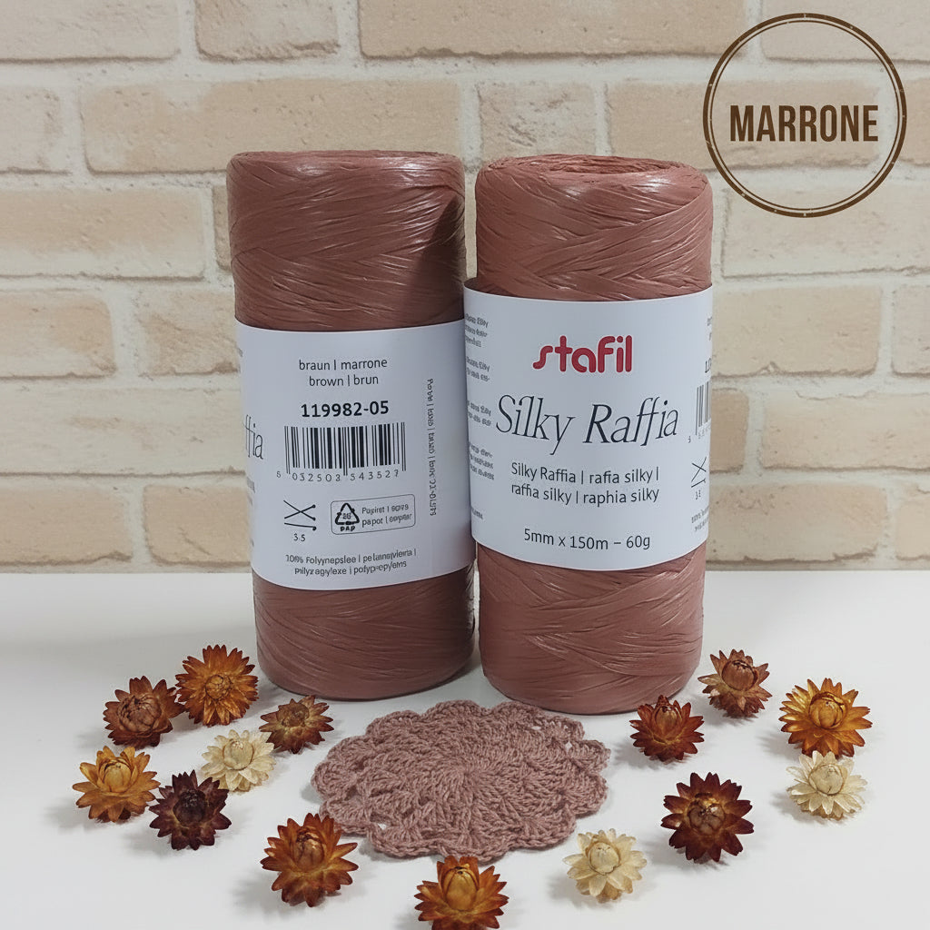 colora marrone 119982-05 stafil silky raffia per uncinetto estivo stile boho chic polipropilene