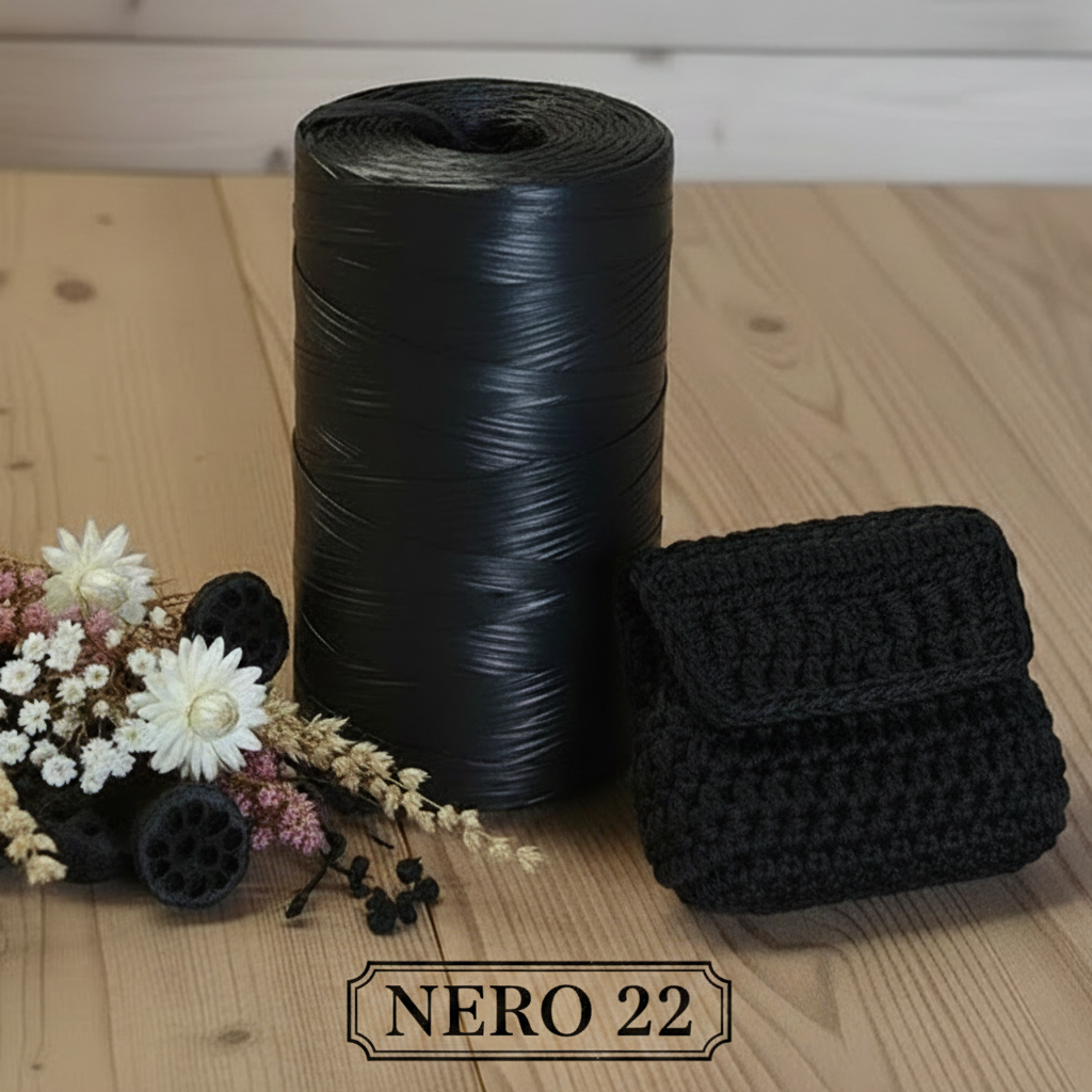 nero mezzo chilo circa (470 g) rotolo stafil rafia sintetica uncinetto e cestini lucida colorata idea fare pochette