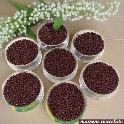 marrone cioccolato rocailles 10.0  perline 2 mm stock vendita 7 scatoline per gioielli bijoux di bigiotteria creare fai da te