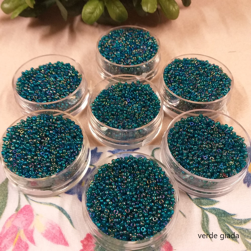verde giada rocailles 10.0 micro perline da 2 mm stock vendita 7 scatoline per gioielli bijoux di bigiotteria