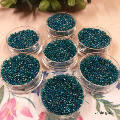 verde giada rocailles 10.0 micro perline da 2 mm stock vendita 7 scatoline per gioielli bijoux di bigiotteria