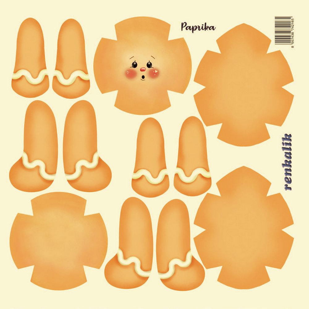 mini paprika ginger pannelli pannolenci stampato colorato disegnato natalizio da ritagliare per creare bambole di pupazzi natale