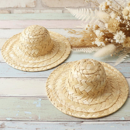 10 cm cappello rafia paglia modello firenze miniatura per decorazioni bomboniere fai da te rustiche grezze di iuta