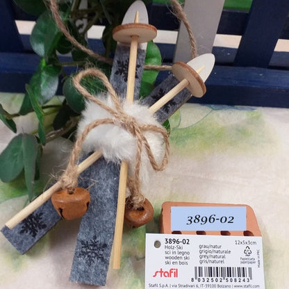 Stafil mpn 3896-02 sci legno grigio naturale miniature casa bambole e decorazioni natalizie rustiche albero Natale artigianale Presepe addobbi vetrinistica packaging regalo confezionamento fai da te gnomi folletti