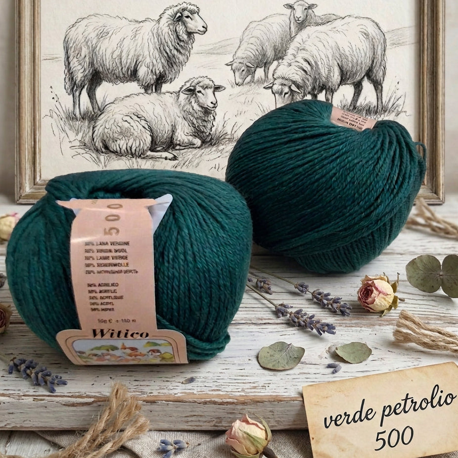 verde petrolio 500 Witico misto lana e acrilico filato uncinetto filo lavori a maglia
