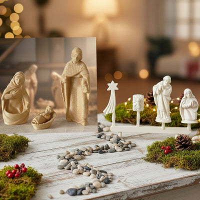 Mini statuine Presepe piccole bianche 3/4.5 cm da decorare o colorare