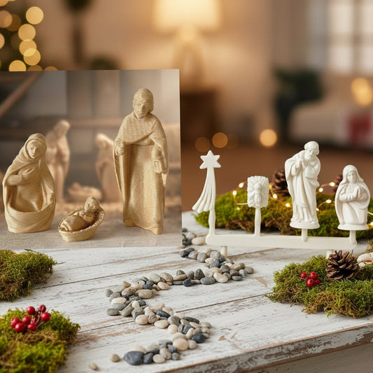 3/4.5 cm statuine Natività Sacra famiglia piccole economiche colore legno o bianco mini statuette da dipingere colorare per miniature ambienti natalizi