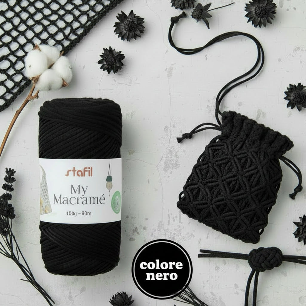 colore nero cordino spago My macramè Stafil corda filato cotone filo cordoncino 2 mm sottile uso nodi per tende borse uncinetto decorazioni da parete gioielli bigiotteria portapiante portavaso