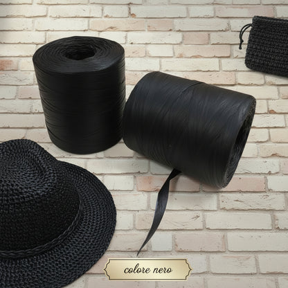 nero rotolo rocca rafia naturale vegetale di cellulosa  uso uncinetto crochet bag borse estive cappelli spiaggia mare abbigliamento moda