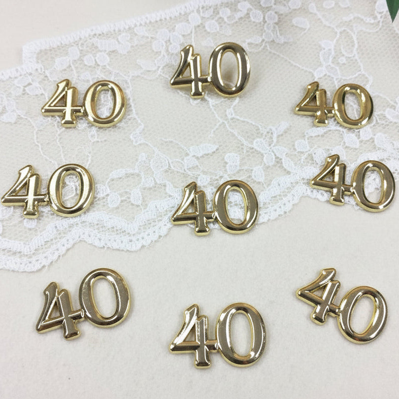 numero 40 applicazioni di plastica resina simboli da incollare piastrine fai da te bomboniere matrimonio anniversario nozze di smeraldo 40° compleanno 40 anni anniversary