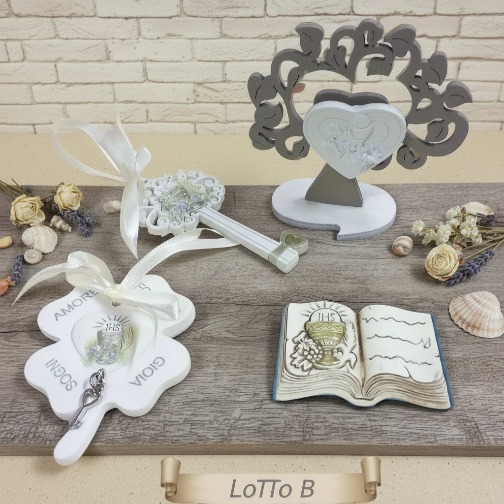 icona Calice chiave quadrifoglio libro albero uva spighe Vangelo Cresima Comunione fine serie oggetti religiosi sacri simboli stock bomboniere offerte icone Santo Giorno