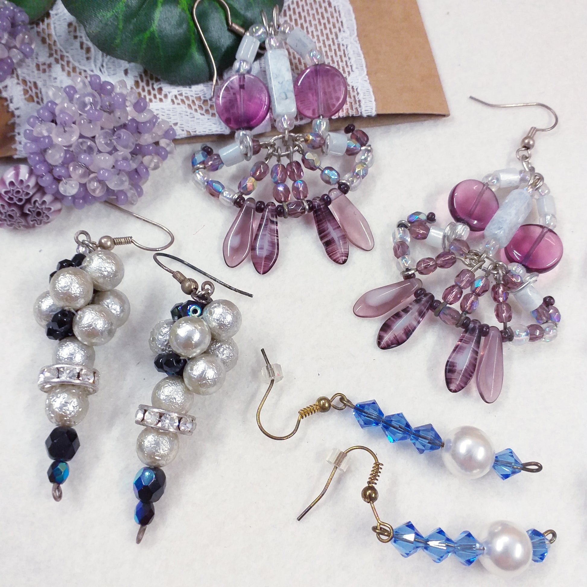 orecchini fatti a mano con pietre perline di pendenti particolari intreccio perle offerte con cristalli swarovski perline goccia schemi argento viola azzurro