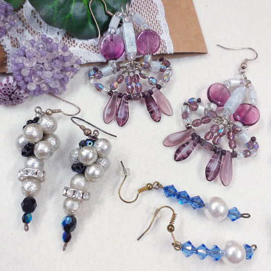 orecchini fatti a mano con pietre perline di pendenti particolari intreccio perle offerte con cristalli swarovski perline goccia schemi argento viola azzurro
