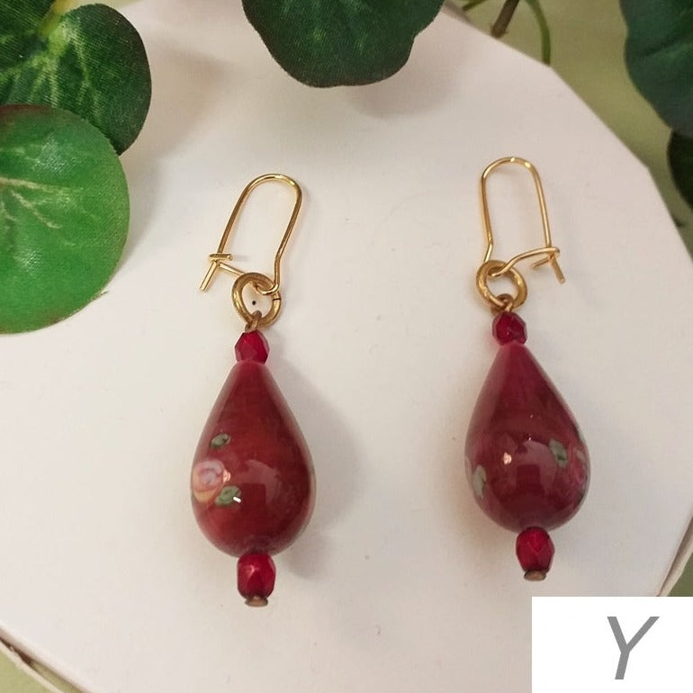 lotto Y shop online retrò orecchini particolari bigiotteria etnica perline colorate perle multicolore con roselline pietre vetro metallo wire
