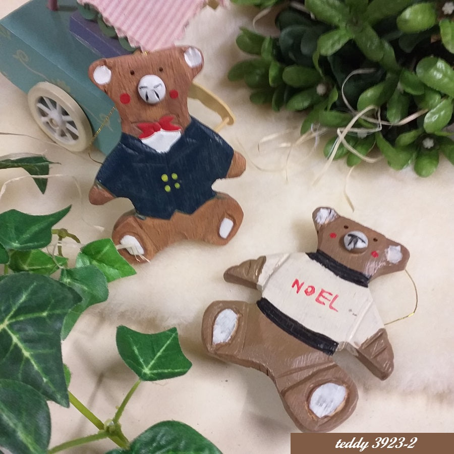 applicazioni legno ciondoli da appendere legnetti albero natale decorazioni natalizie orsetti bianco blu