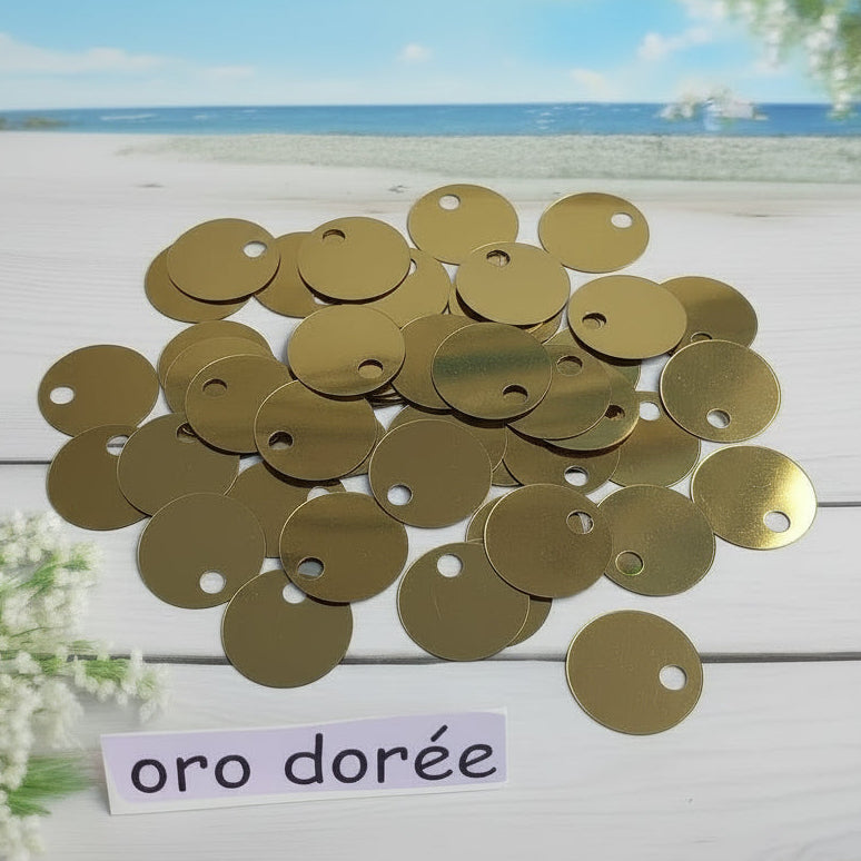 oro dorée grandi giganti paillettes da 25 mm foro 5 mm per borse uncinetto pochette di fettuccia thai lycra lurex clutch bags crochet knitting chunky
