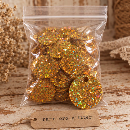 Colore rame oro glitter paillettes grandi con foro alto per borse uncinetto e Bijoux fai da te