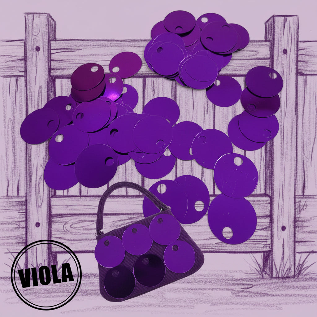 viola paillettes grandi giganti per borse uncinetto diametro 25 mm da cucire o lavorare con il filato