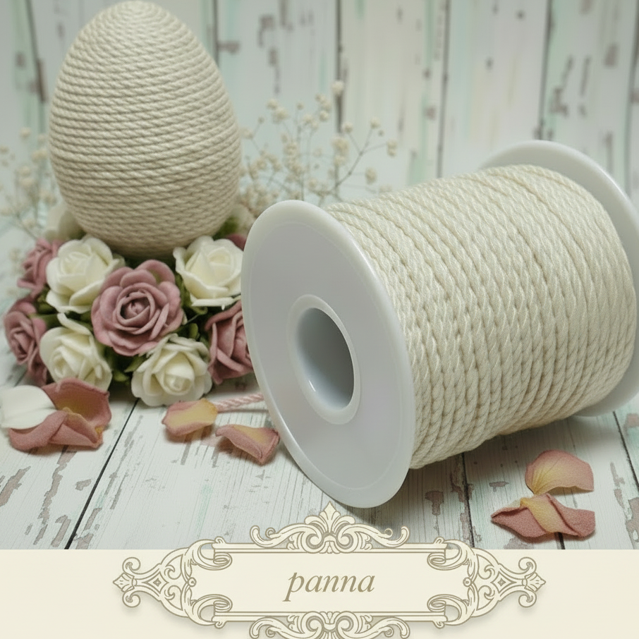 panna crema chiaro cordino bomboniera cordoncino passamaneria copripunto cucito creativo uso rilegatura decorazioni hobbistica fai da te bambole pupazzi rivestire uova polistirolo pasquali