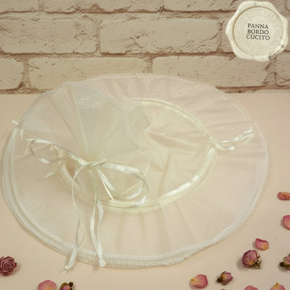 Colore panna Kit portaconfetti tulle velo con tirante nastro facile confezionare fai da te bomboniere sacchetti matrimonio cresima battesimo comunione