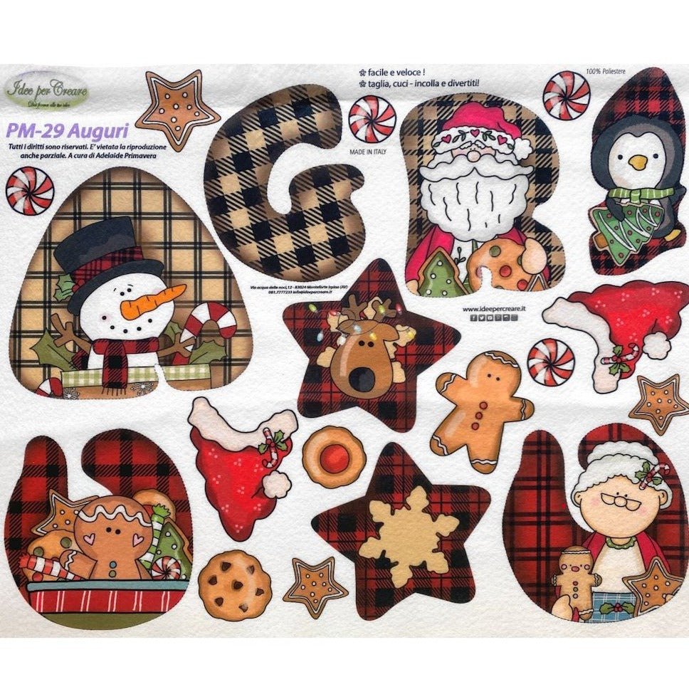PM-29 scritta auguri stile cotonine americane pannello pannolenci stampato motivi da ritaglio cucito creativo idee per creare addobbi decorazioni di pezza stoffa tessuto per albero di Natale