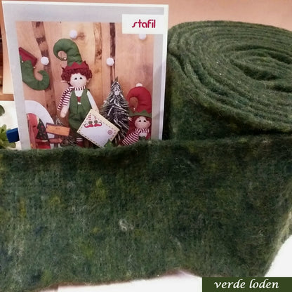 verde loden idee Natale lavoretti feltro di pura lana cotta modellabile uso creare bambola gnomi elfi bosco addobbi decorazioni natalizie pupazzi albero neve