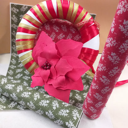 shop online vendita pannolenci stampato fantasia vischio Natale idea stella natalizia fommy gomma crepla su ghirlanda di stoffa pezza feltro morbido rosso