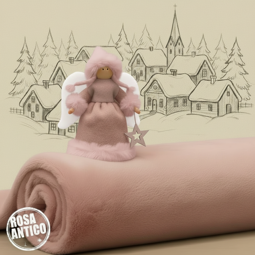 rosa antico rotolo a metro tessuto peluche pelo corto peliccia ecologica sintetica stoffa uso cucito creativo pupazzi bambole di pezza Natale