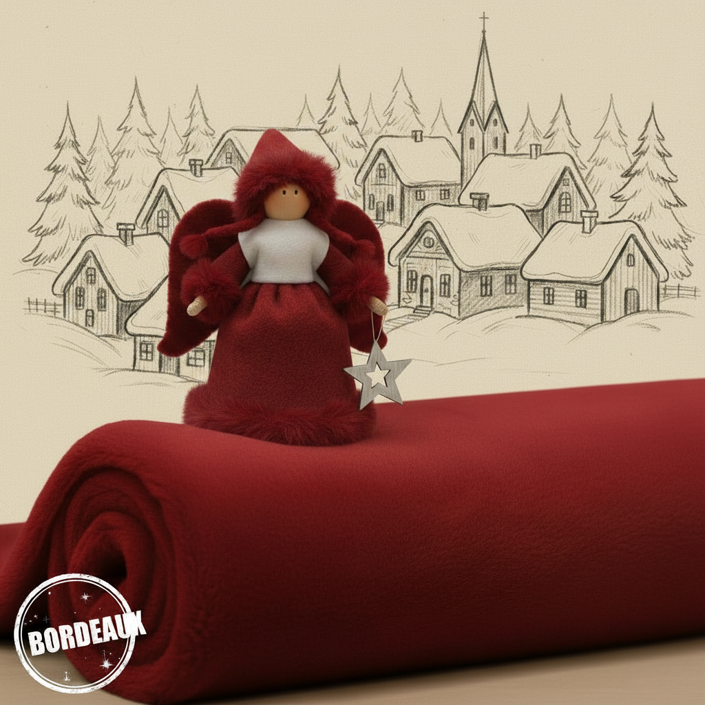 bordeaux rotolo a metro tessuto peluche pelo corto peliccia ecologica sintetica stoffa uso cucito creativo pupazzi bambole di pezza Natale