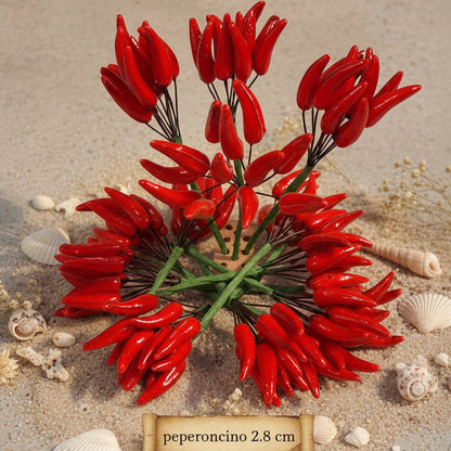 lunghezza 2.8 cm decorazioni fiori fai da te centrotavola natalizio segnaposto pick bomboniere peperoncini rossi finti artificiali uso per composizioni floreali confezionamento packaging regali chiudipacco enogastronomia corona d'alloro laurea