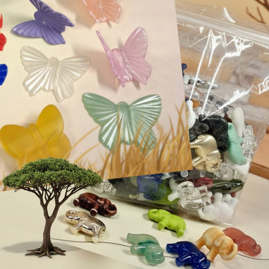 per ciondoli elefantini farfalle perle resina grandi uso manici borse collane bigiotteria spille bijoux fermacapelli assortite colorate
