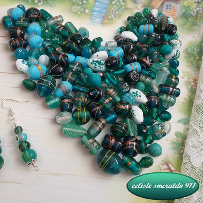 perle verdi smeraldo celeste chiaro bianco vendita sfuse a mezzo chilogrammo miste colorate assortite uso creare bijoux collane bigiotteria  lavoretti