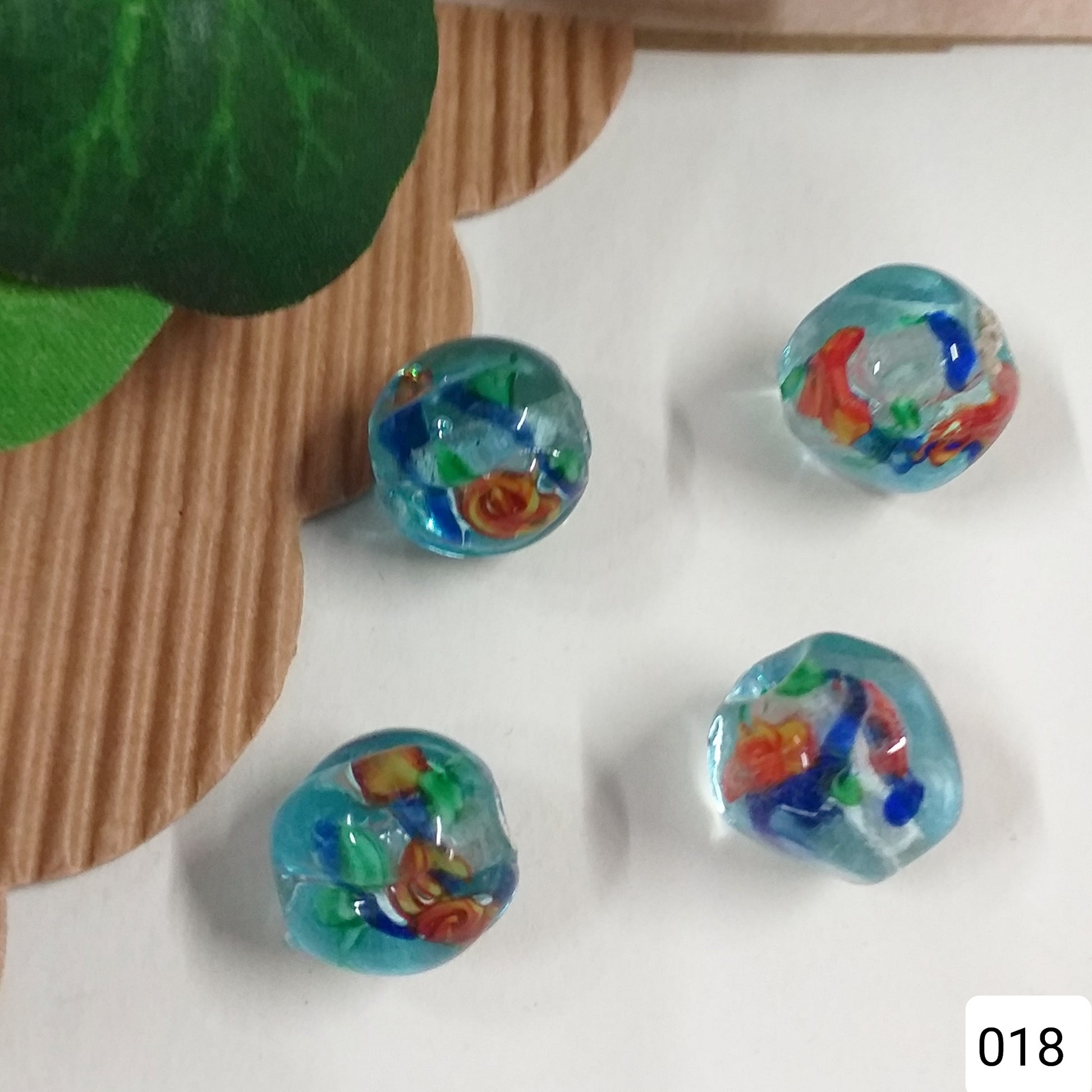 lotto offerta 3 perle forma sfere palline rotonde turchese murrine roselline perline di vetro forme particolari con fiore per collane fai da te creare bijoux bigiotteria orecchini ciondoli bracciali anelli