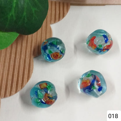lotto offerta 3 perle forma sfere palline rotonde turchese murrine roselline perline di vetro forme particolari con fiore per collane fai da te creare bijoux bigiotteria orecchini ciondoli bracciali anelli