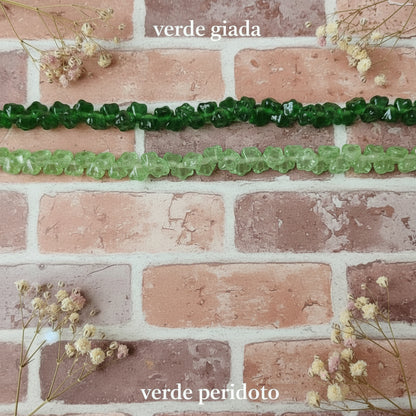 2 colori forma fiorellini perline rose  verde giada peridoto perle a lume stile veneziano fiori con foro fai da te gioielli bijoux bigiotteria e bomboniere