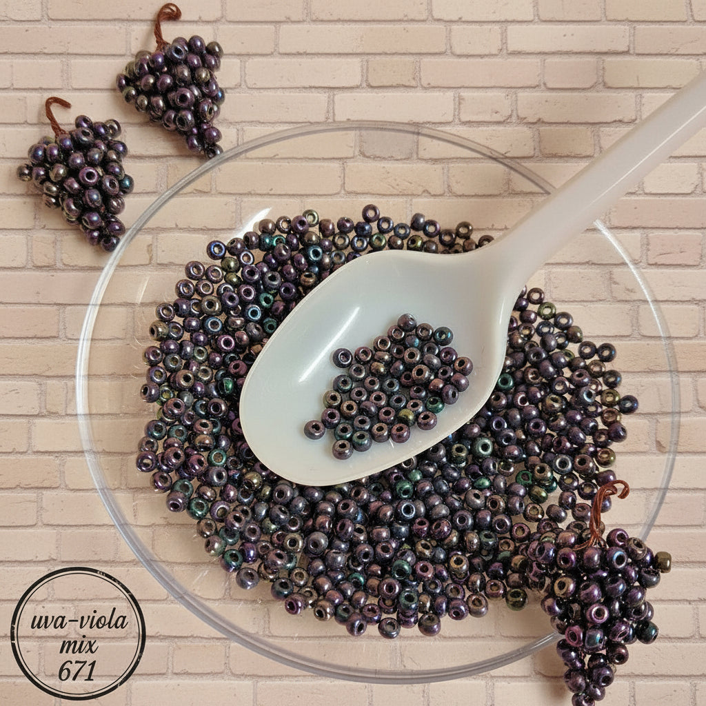misto colori uva viola e metalliche particolari perline di conteria rocailles per fare grappolo