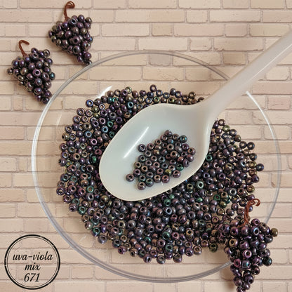 misto colori uva viola e metalliche particolari perline di conteria rocailles per fare grappolo