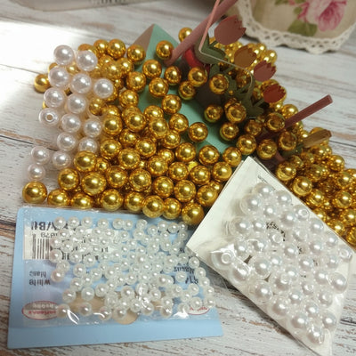 Perline plastica bigiotteria cerate perle foro colorate bianco grandi