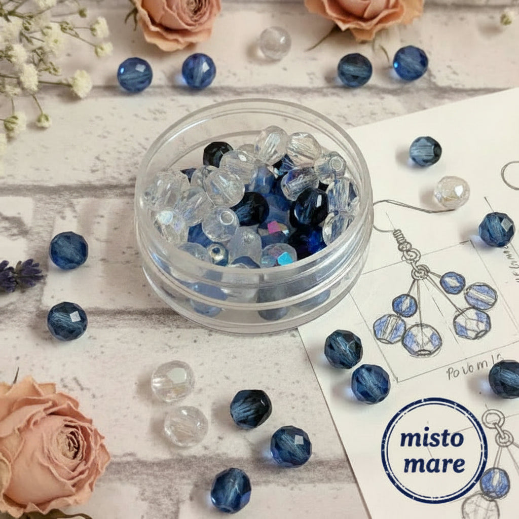 6 mm misto mare cristallo blu montana assortiti perline sfaccettate mezzi cristalli perle bigiotteria fai da te orecchini bijoux