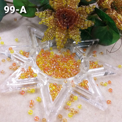 misto per girasoli di perline colori cangianti iridati iridescenti arcobaleno conteria veneziana vetro rocailles lavori creazioni fiori animaletti tessitura tissage danese